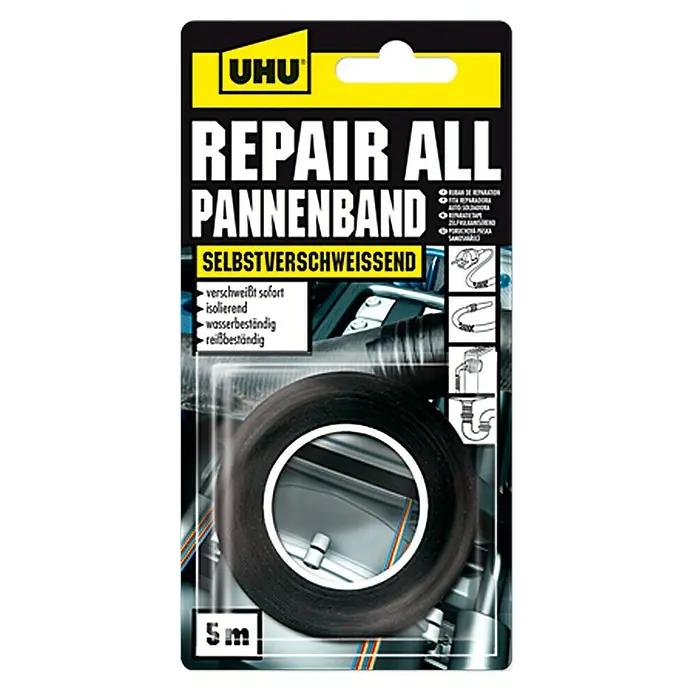 UHU Repair All Pannenband - Schwarz, 5 m x 19 mm - Vorderansicht
