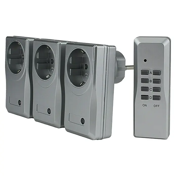 Voltomat Funksteckdosen-Set 3+1 - Silber, 1.000 W - Vorderansicht