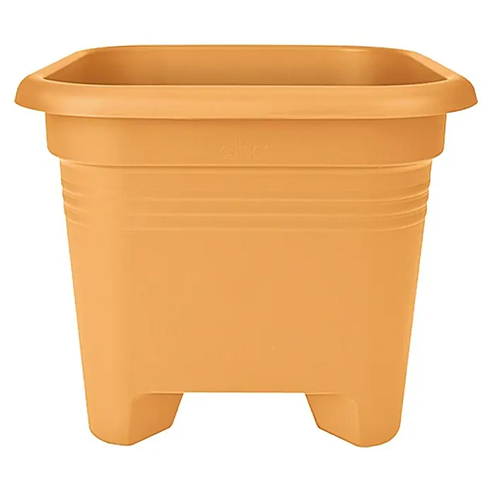 Elho Green Basics Kvadratna posuda za biljke - Vanjska dimenzija (D x Š x V): 39 x 39 x 31 cm, Plastika, Terakota - Pogled sprijeda