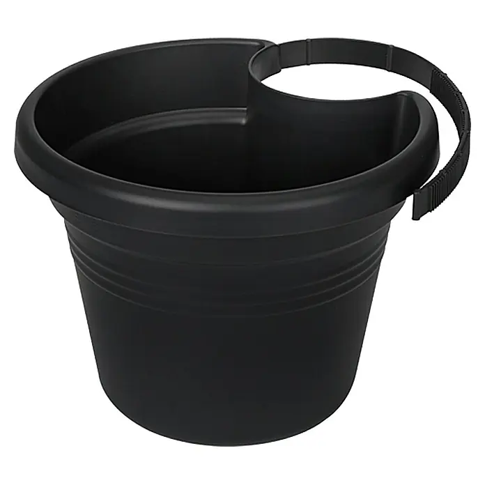 Elho Green Basics Tegla za montažu na oluk - Vanjska dimenzija (ø x V): 26,4 x 17,1 cm, Plastika, Crne boje - Pogled sprijeda