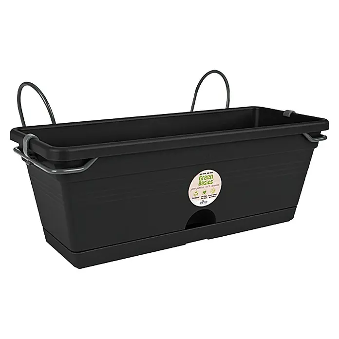 Elho Green Basics Žardinjera za balkon Trough mini all-in-1 - Maks. vanjska dužina: 30 cm, Crne boje - Pogled sprijeda