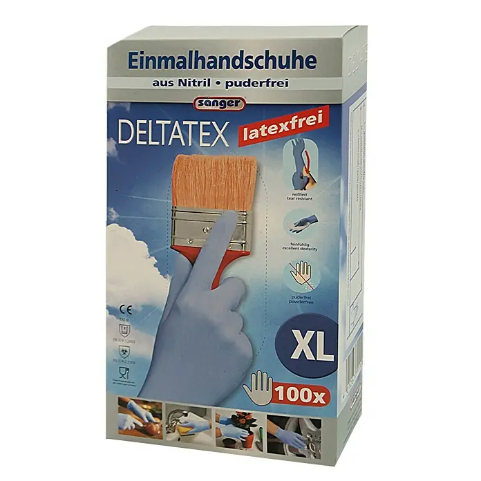 Sänger Einmalhandschuhe Deltatex - Größe: XL, 100 Stk., Nitril, Latexfrei - Vorderansicht