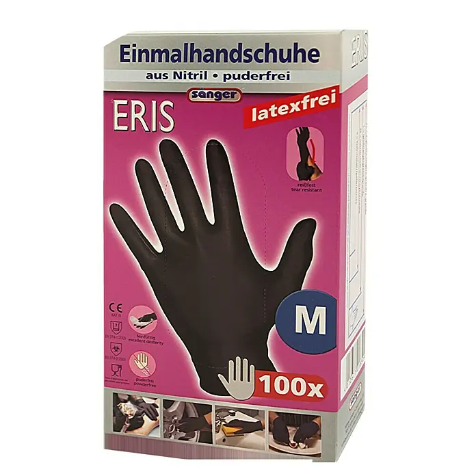 Sänger Einmalhandschuhe Eris - Größe: M, 100 Stk., Nitril, Latexfrei - Vorderansicht