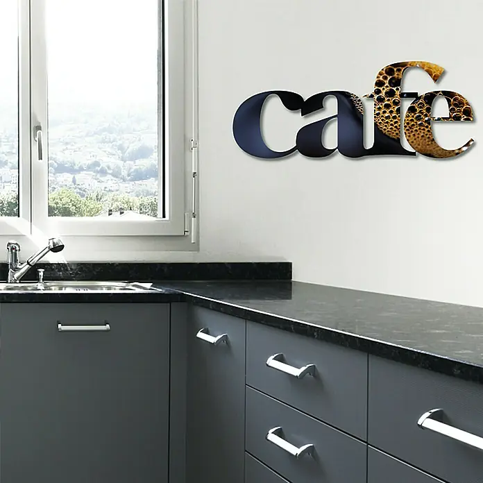 Wandobjekt - Café, Schwarz/Braun, 60 x 25 cm