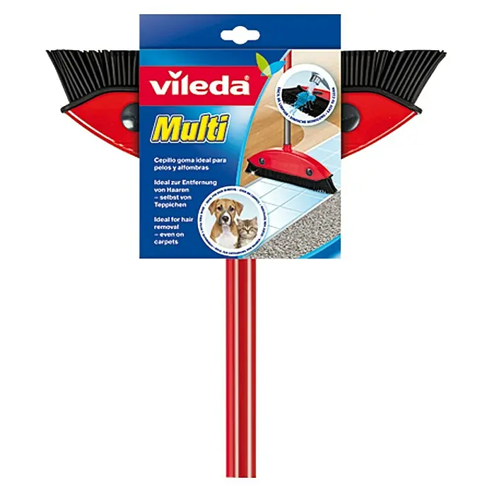 Vileda Besen mit Teleskopstiel - Material Borsten: Gummi, Breite Besen: 35 cm - Vorderansicht