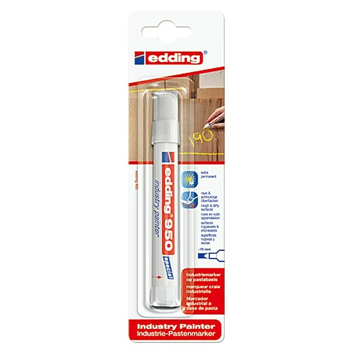 Edding Pastenmarker Industry Painter 950 - Strichstärke: 10 mm, Weiß, Für raue und schmutzige Oberflächen - Vorderansicht