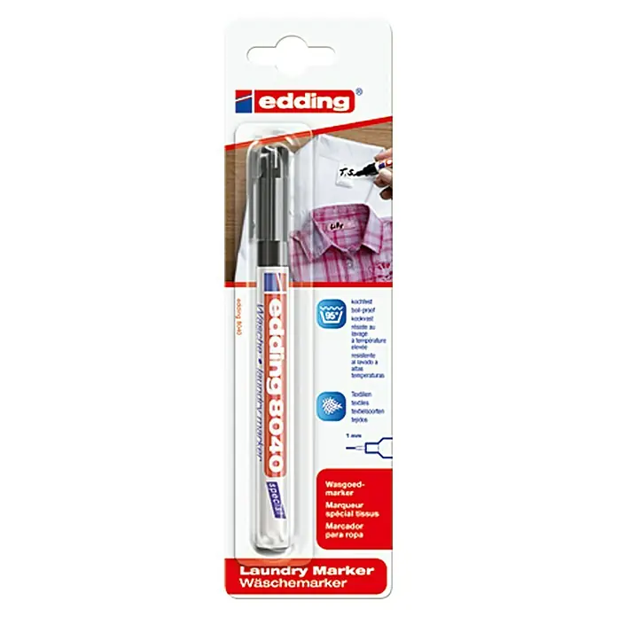 Edding Wäschemarker 8040 - Strichstärke: 1 mm, Schwarz - Vorderansicht