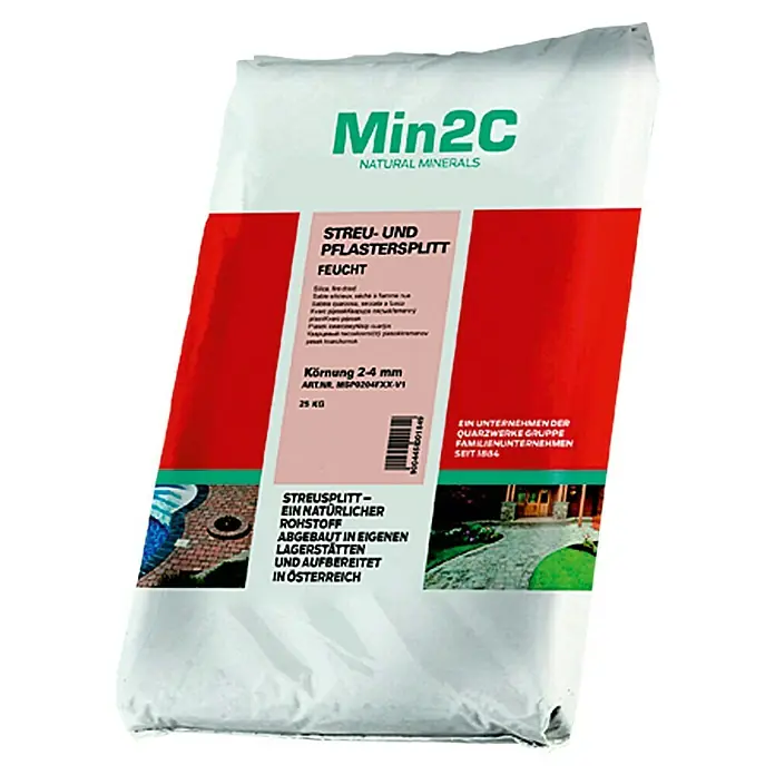Min2C Usitnjeni kamen - 25 kg, Granulacija: 2 mm - 4 mm - Pogled sprijeda