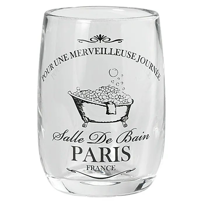 Venus Paris Zahnputzbecher - Glas, Transparent/Schwarz