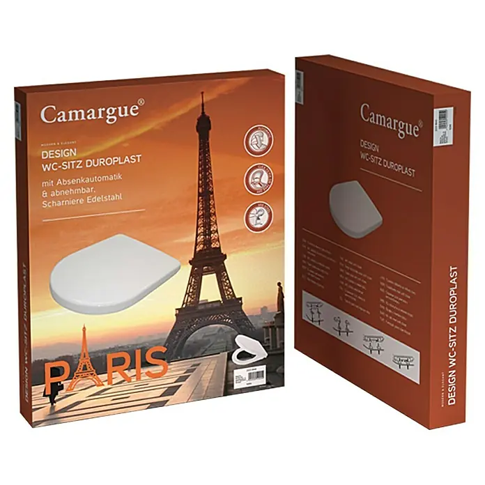 Camargue Paris WC-Sitz - Mit Absenkautomatik, Duroplast, Abnehmbar, Weiß
