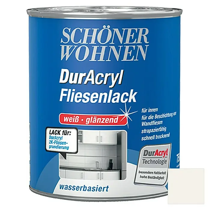 SCHÖNER WOHNEN-Farbe Home Fliesenlack - Weiß, 750 ml, Glänzend