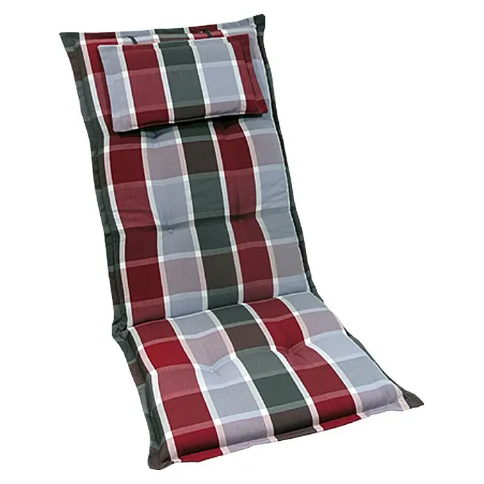 Sunfun Exclusive-Line Stuhlauflage - Hochlehner, Anthrazit Karo, 100 % Polyester - Vorderansicht