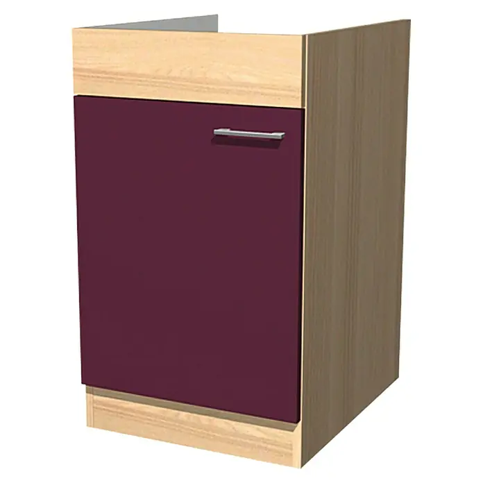 Flex-Well Sofia Spülenunterschrank - 57 x 50 x 82,2 cm, Dekor Front: Akazie/Aubergine
