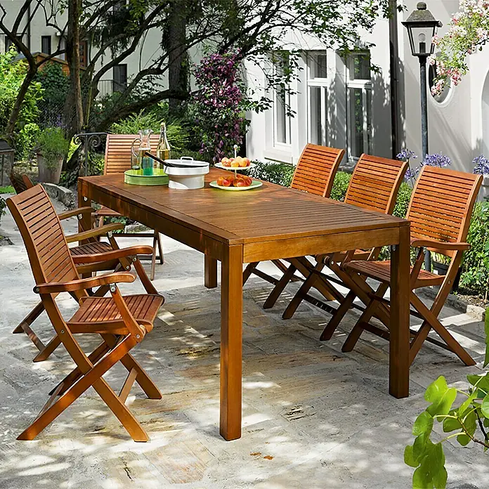 Sunfun Conjunto de muebles Diana III - 8 piezas, Eucalipto, Natural