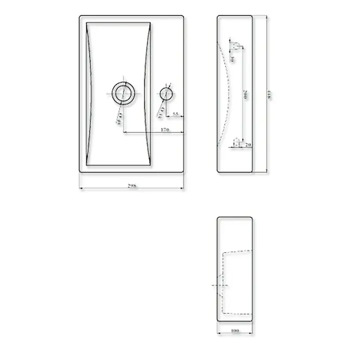 Camargue Fontein Fuerteventura - b x l: 44,8 x 29,8 cm, Voorzien van standaardglazuur, Kraangat: Midden, Zonder overloop, Wit