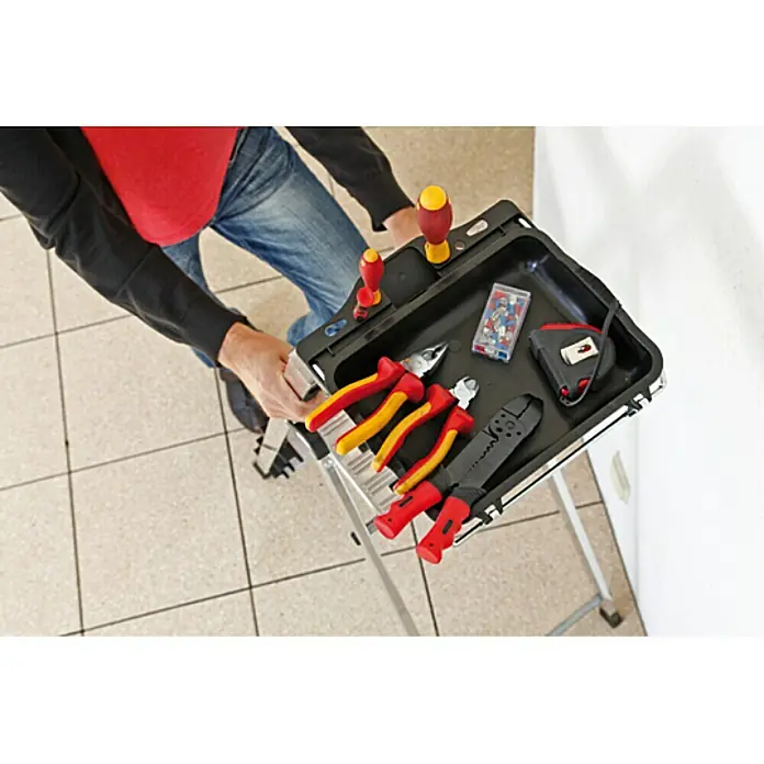 Krause Monto Stufenstehleiter Secury MultiGrip - Arbeitshöhe: 3,25 m, 6 Stufen, Tiefe Stufen: 100 mm, Aluminium - Detailaufnahme