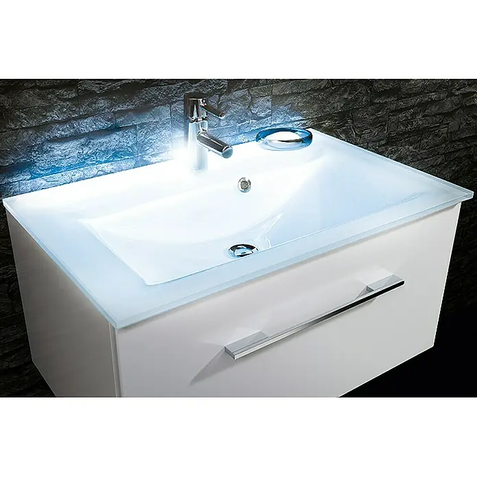 Camargue Stella Einbauwaschbecken - 80 x 50,1 cm, Glas, Weiß