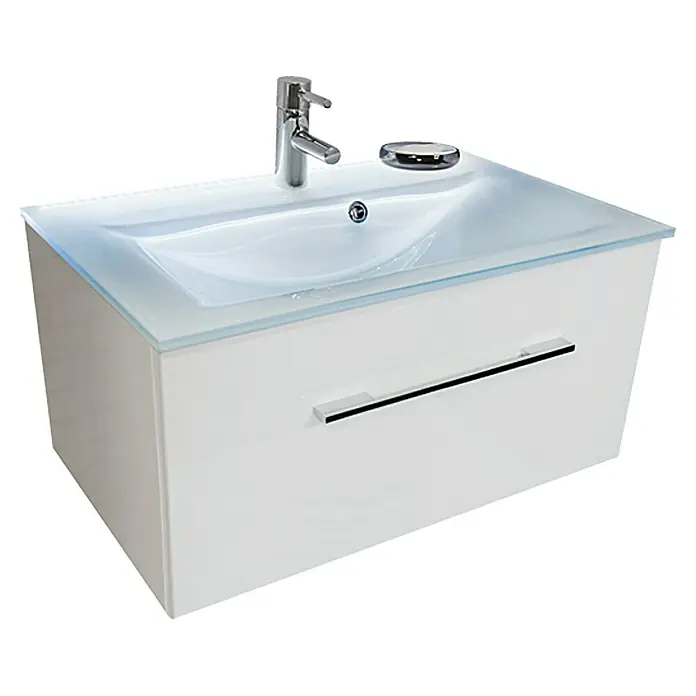 Camargue Stella Waschtischunterschrank - 79,4 x 48,9 x 39 cm, 1 Schubkasten, Mit Beleuchtung, Weiß