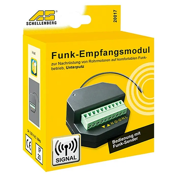 Schellenberg Funk-Empfangsmodul - Reichweite ca.: 20 m (Gebäude), Frequenz: 868,4 MHz - Vorderansicht