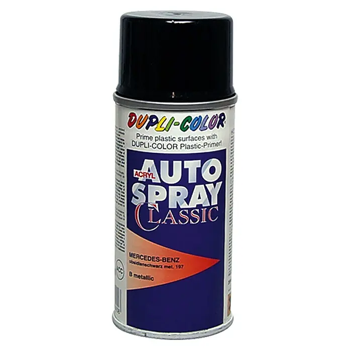 Dupli-Color Acryl-Autospray Classic - Mercedes Benz, Obsidianschwarz Metallic, 150 ml - Vorderansicht