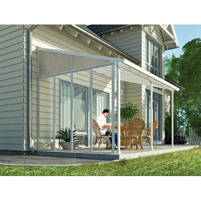 Solid Elements Seitenwand Martina - Geeignet für: Terrassenüberdachung Martina 4 m, L x H: 3,3 x 2,1 m, Verkehrsweiß, Transparent - Stimmungsaufnahme