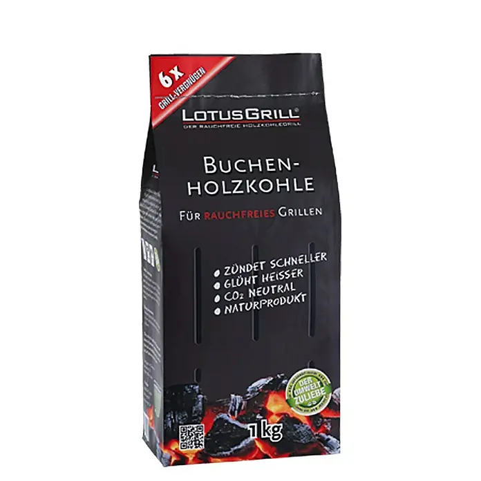 LotusGrill Buchen-Holzkohle - 1 kg - Linke Seitenansicht