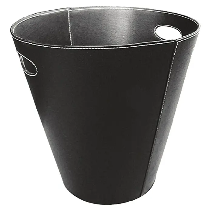 Lienbacher Cesto de cuero para la leña - Diámetro: 45 cm, Cuero artificial, Altura: 45 cm - Vista frontal