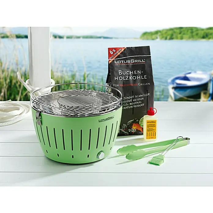 LotusGrill Raucharmer Holzkohlegrill - Limettengrün, Hauptgrillfläche: Ø 34 cm