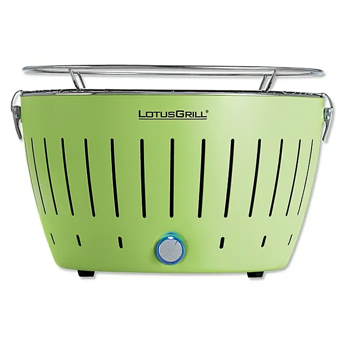 LotusGrill Raucharmer Holzkohlegrill - Limettengrün, Hauptgrillfläche: Ø 34 cm - Vorderansicht