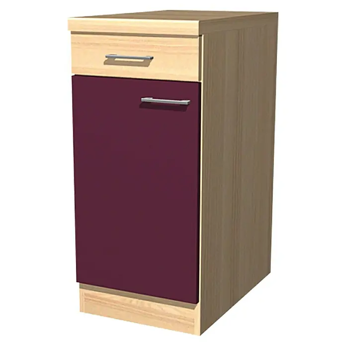Flex-Well Sofia Unterschrank - 57 x 40 x 85 cm, Dekor Front: Akazie/Aubergine