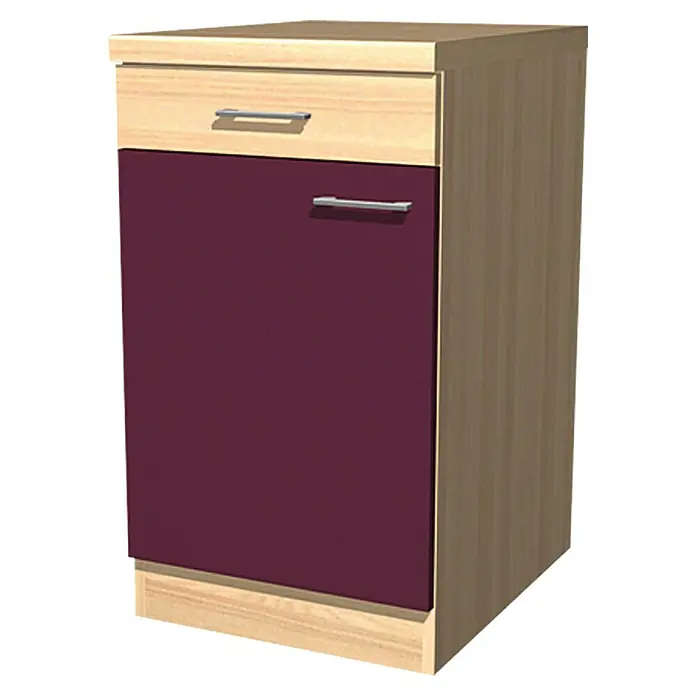 Flex-Well Sofia Unterschrank - 57 x 50 x 85 cm, Dekor Front: Akazie/Aubergine