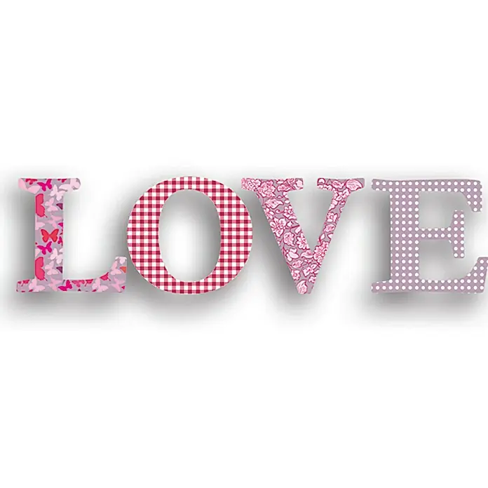 Wanddeko - Love, Bunt, 60 x 15 cm - Vorderansicht