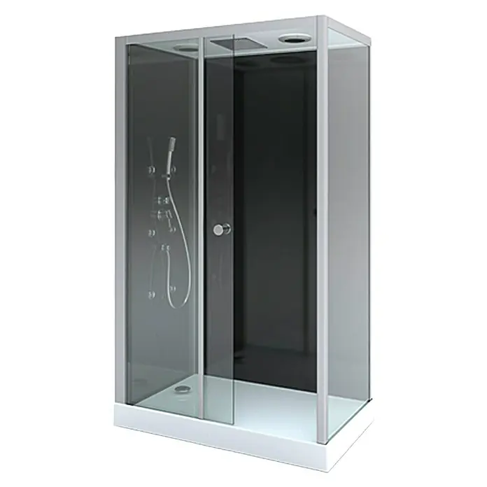 Komplettdusche Vitamine Black Rectangle - 80 x 110 x 215 cm, Schwarz/Silbergrau