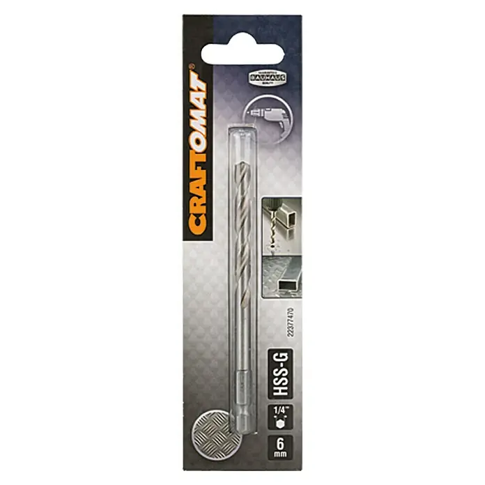 Craftomat Svrdlo za metal HSS-G - ¼″ Hex, Promjer: 6 mm - Pogled sprijeda