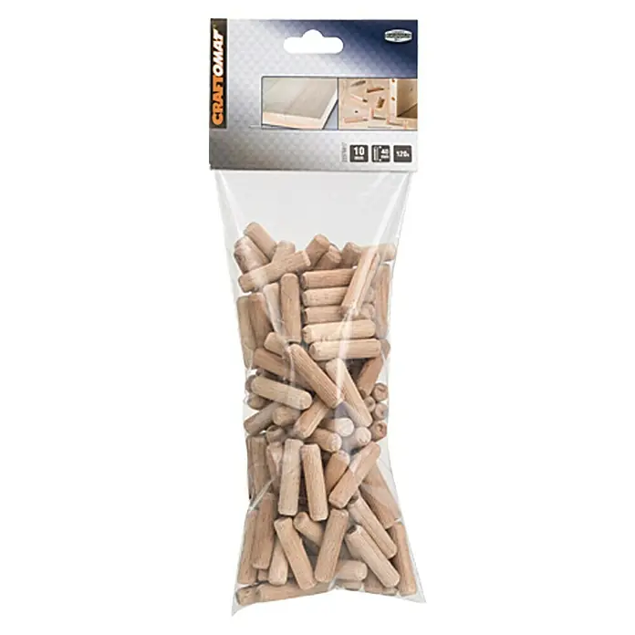 Craftomat Holzdübel - Ø x L: 10 x 40 mm, 120 Stk., Passend für: Bohrer 10 mm - Vorderansicht