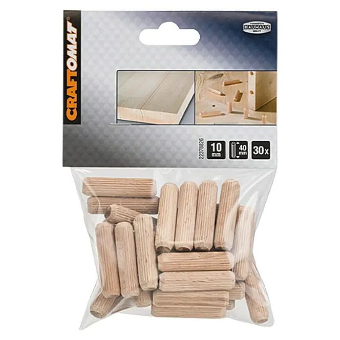 Craftomat Holzdübel - Ø x L: 10 x 40 mm, 30 Stk., Passend für: Bohrer 10 mm - Vorderansicht