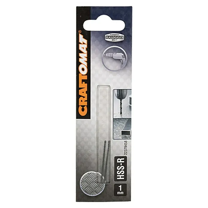 Craftomat Svrdlo za metal HSS-R - Promjer: 1 mm, Duljina: 34 mm, Radna duljina: 12 mm - Pogled sprijeda