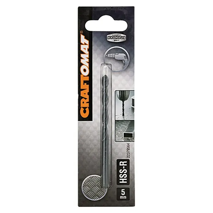 Craftomat Svrdlo za metal HSS-R - Promjer: 5 mm, Duljina: 86 mm, Radna duljina: 52 mm - Pogled sprijeda
