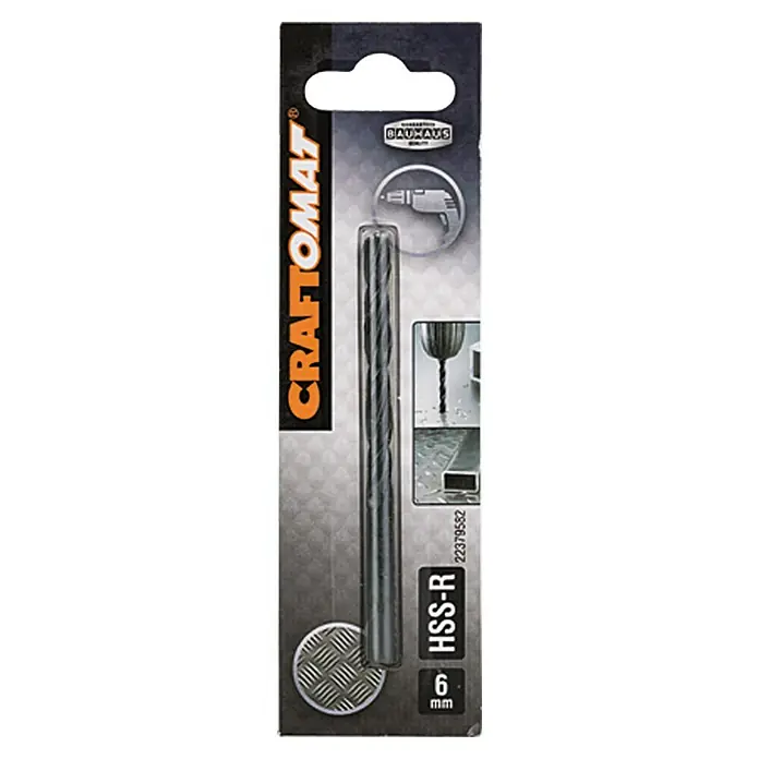 Craftomat Svrdlo za metal HSS-R - Promjer: 6 mm, Duljina: 93 mm, Radna duljina: 57 mm - Pogled sprijeda
