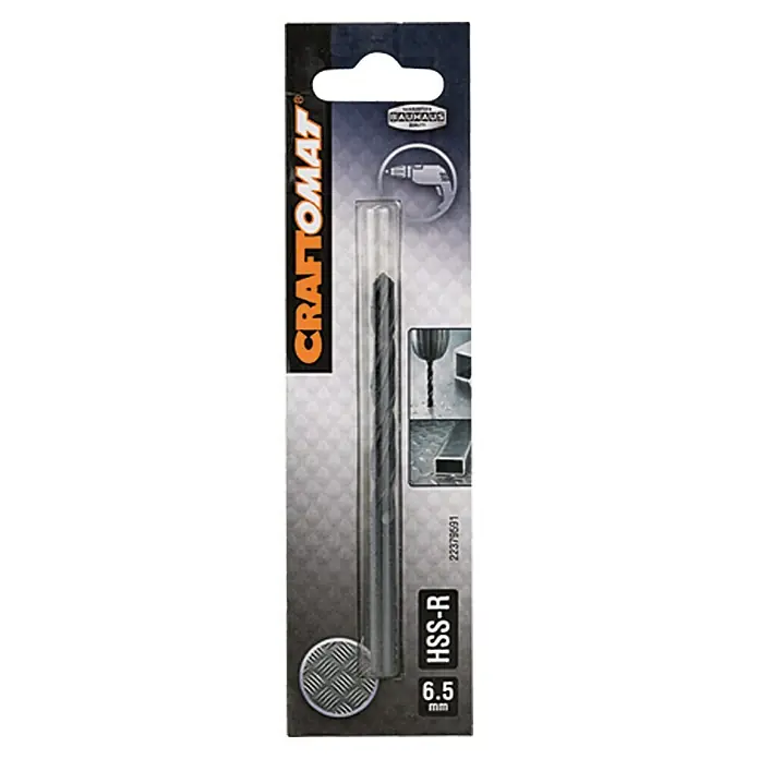 Craftomat Svrdlo za metal HSS-R - Promjer: 6,5 mm, Duljina: 101 mm, Radna duljina: 63 mm - Pogled sprijeda