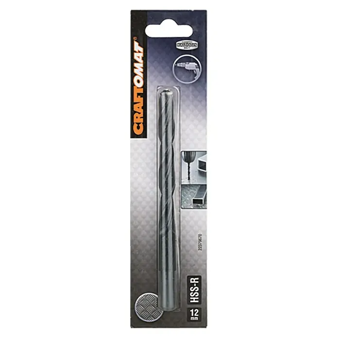 Craftomat Svrdlo za metal HSS-R - Promjer: 12 mm, Duljina: 151 mm, Radna duljina: 101 mm - Pogled sprijeda