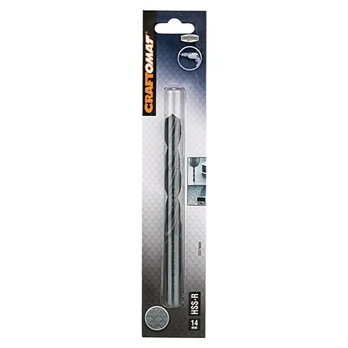 Craftomat Svrdlo za metal HSS-R - Promjer: 14 mm, Duljina: 160 mm, Radna duljina: 108 mm - Pogled sprijeda
