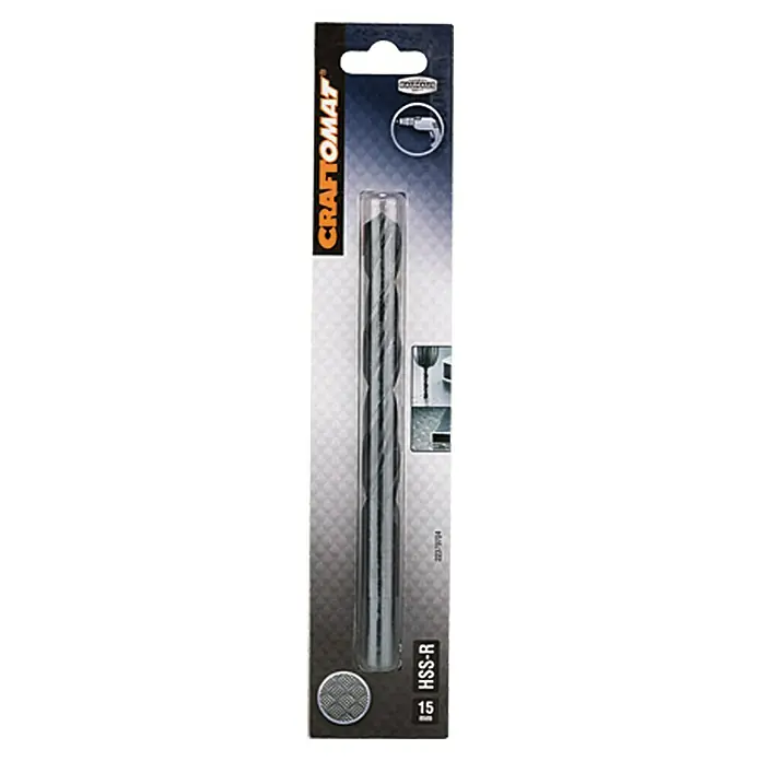 Craftomat Svrdlo za metal HSS-R - Promjer: 15 mm, Duljina: 169 mm, Radna duljina: 114 mm - Pogled sprijeda