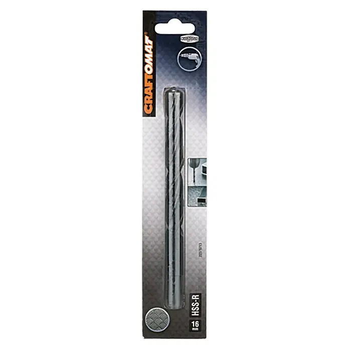 Craftomat Svrdlo za metal HSS-R - Promjer: 16 mm, Duljina: 178 mm, Radna duljina: 120 mm - Pogled sprijeda