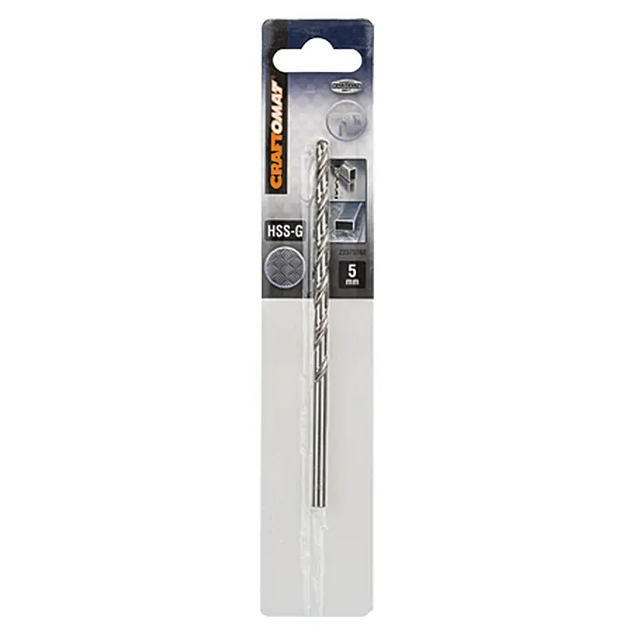 Craftomat Metallbohrer HSS-G - Durchmesser: 5 mm, Arbeitslänge: 87 mm - Vorderansicht