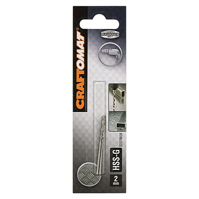 Craftomat Svrdlo za metal HSS-G - Promjer: 2 mm, Duljina: 49 mm - Pogled sprijeda