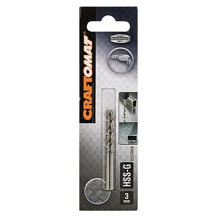 Craftomat Svrdlo za metal HSS-G - Promjer: 3 mm, Duljina: 61 mm - Pogled sprijeda
