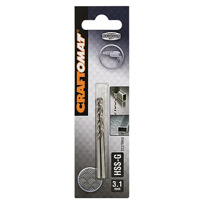 Craftomat Svrdlo za metal HSS-G - Promjer: 3,1 mm, Duljina: 61 mm - Pogled sprijeda