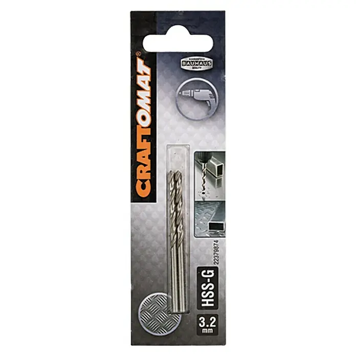 Craftomat Svrdlo za metal HSS-G - Promjer: 3,2 mm, Duljina: 65 mm - Pogled sprijeda