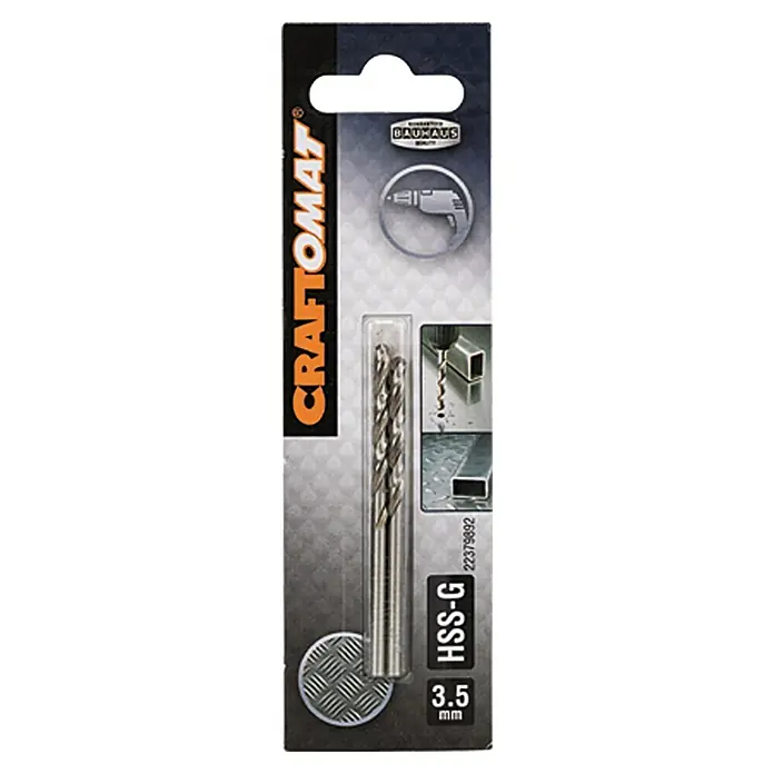 Craftomat Svrdlo za metal HSS-G - Promjer: 3,5 mm, Duljina: 70 mm - Pogled sprijeda